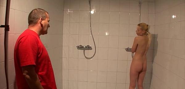  Filthy chubby dude fuck his blonde step daughter in the shower coming in her mouth